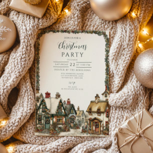 Rustic Winter Cottage Christmas Invitation
