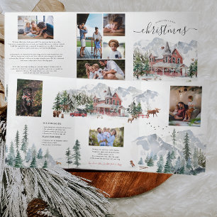 Rustic Winter Farmhouse   8 Photo Christmas Tri-Fold Invitation