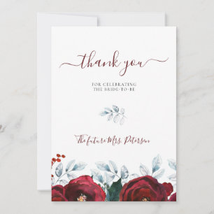 Rustic winter floral bridal shower thank you card
