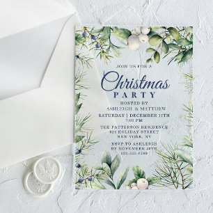 Rustic Winter Floral Christmas Party Acrylic Invitations