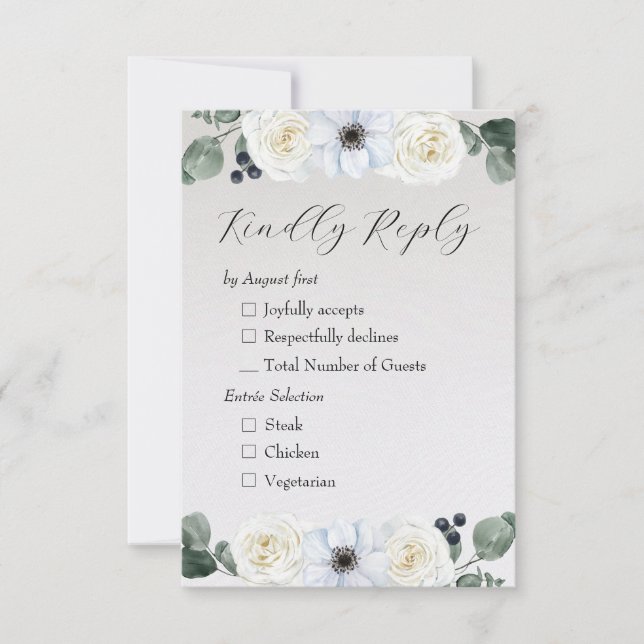 Rustic Winter Floral  RSVP Card (Front)