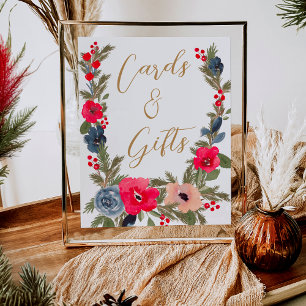 Rustic Winter Floral Watercolor Wedding sign
