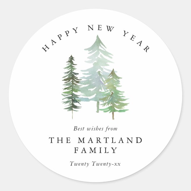 Rustic winter forest elegant chic Christmas Classic Round Sticker (Front)