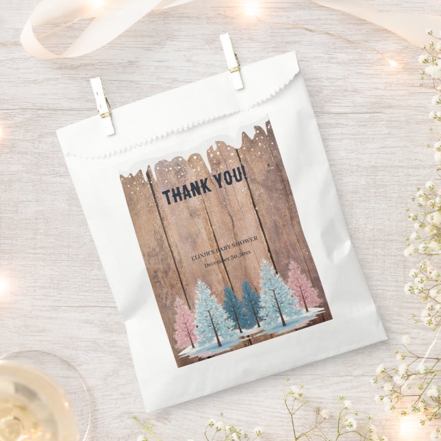 Rustic Winter Forest Pine Trees Baby Shower Favour Bag (Clipped)