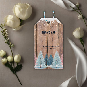 Rustic Winter Forest Pine Trees Baby Shower Gift Tags