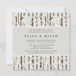 Rustic Winter Forest Square Engagement Party Invitation