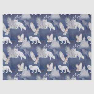 Rustic Winter Fox & Owl Christmas Gift Tissue Paper