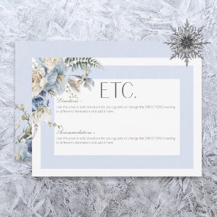 Rustic Winter Frosty Blue & White Floral Details Enclosure Card
