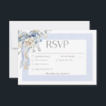 Rustic Winter Frosty Blue & White Floral Dinner RSVP Card<br><div class="desc">Introducing our exquisite winter floral wedding response card with dinner choices, a celebration of love amidst the enchanting beauty of the season. With its icy blue and white double frame, this invitation exudes elegance and sophistication. Soft blue and white watercolor winter floral bouquets, adorned with delicate touches of yellow, tan,...</div>