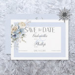 Rustic Winter Frosty Blue & White Floral Save The Date<br><div class="desc">Introducing our exquisite winter floral wedding save the date card, a celebration of love amidst the enchanting beauty of the season. With its icy blue and white double frame, this invitation exudes elegance and sophistication. Soft blue and white watercolor winter floral bouquets, adorned with delicate touches of yellow, tan, and...</div>