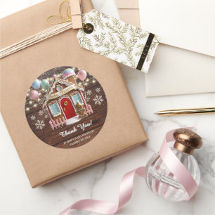 Rustic Winter Gingerbread House Baby Shower Classic Round Sticker
