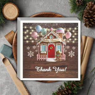 Rustic Winter Gingerbread House Baby Shower Napkin