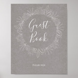 Rustic Winter   Gray Guest Book Sign