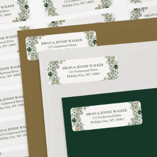 Rustic Winter Greenery Bauble Holiday Address Return Address Label