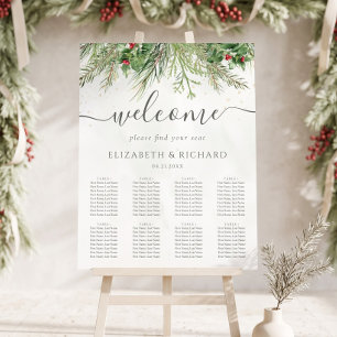 Rustic Winter Greenery Berries Pine Cone Wedding Poster