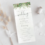 Rustic Winter Greenery Berries Pine Cone Wedding Program<br><div class="desc">Celebrate your love story in style with this festive Christmas wedding program card. This unique program features a whimsical design of pine branches and red berries, creating a warm and inviting atmosphere for your winter wedding ceremony. Personalise the program with the names of the couple, their wedding date, and the...</div>