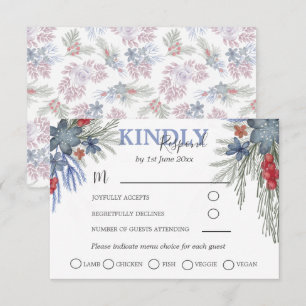 Rustic Winter Greenery Watercolor Wedding RSVP Card