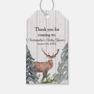 Rustic Winter Greenery With Deer Thank You Gift Tags
