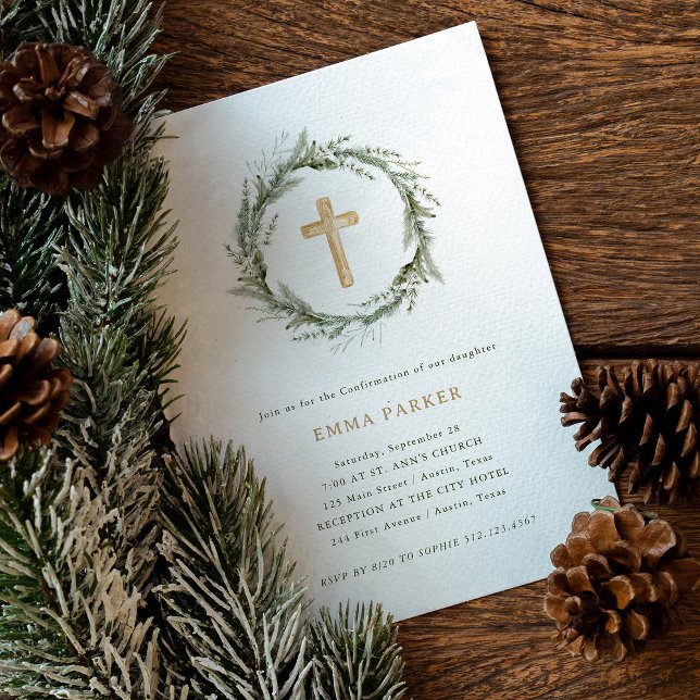 Rustic Winter Greenery | Wreath Confirmation Invitation (Creator Uploaded)