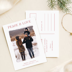 Rustic Winter Greeting Family Photo Christmas Postcard