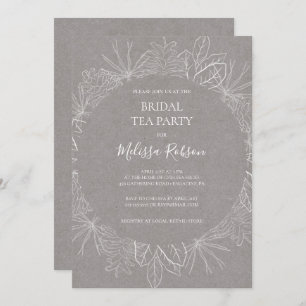 Rustic Winter   Grey Bridal Tea Party Invitation