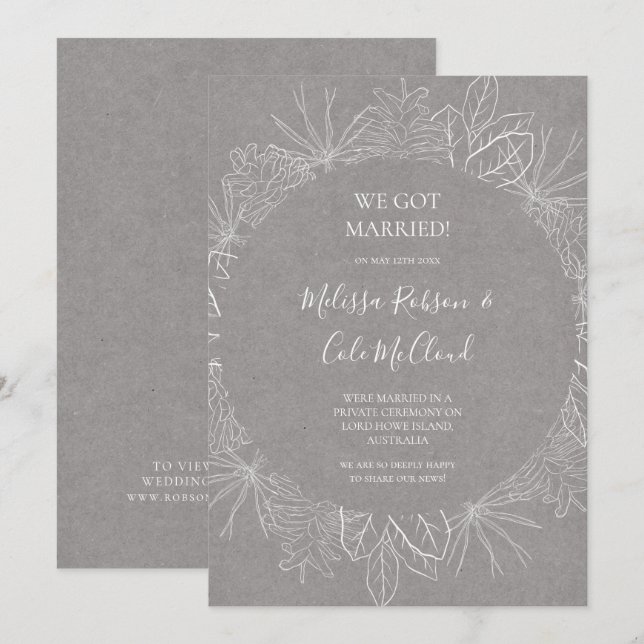 Rustic Winter | Grey Elopement Announcement (Front/Back)