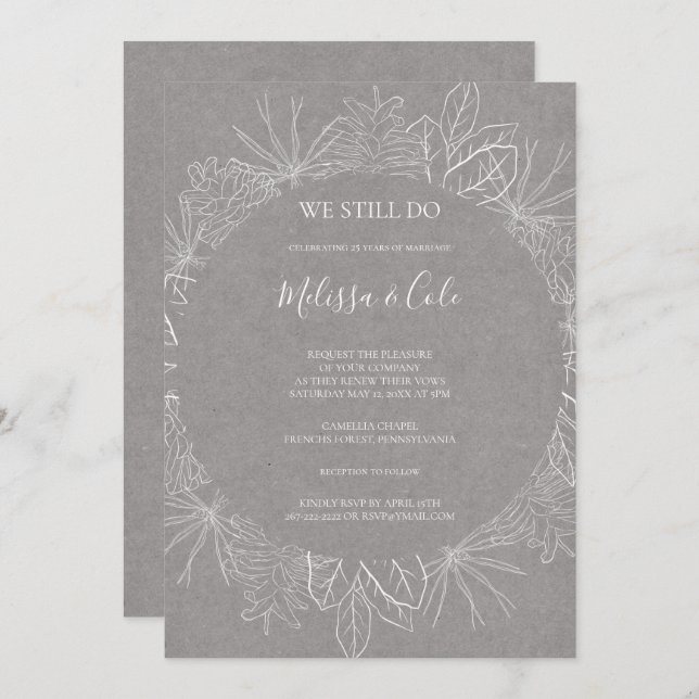 Rustic Winter | Grey We Still Do Vow Renewal Invitation (Front/Back)