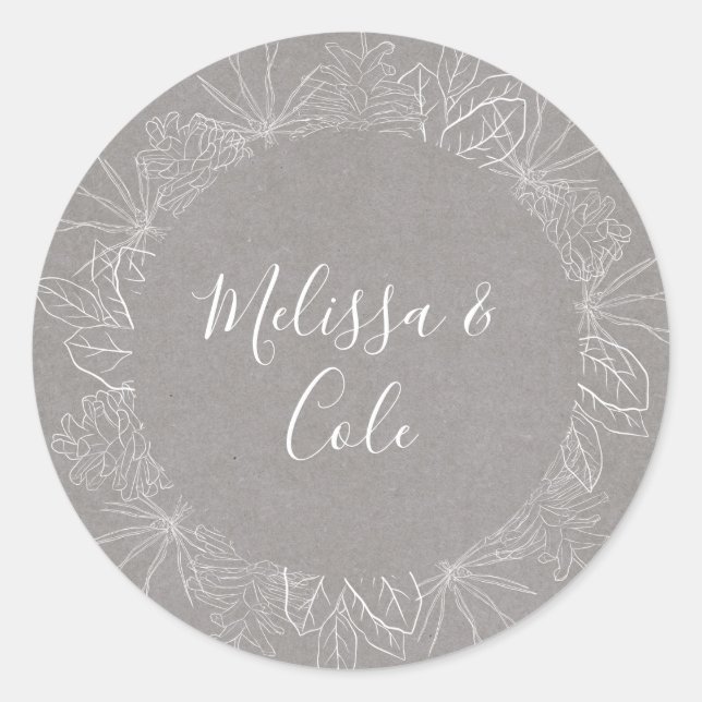 Rustic Winter | Grey Wedding Envelope Seals (Front)