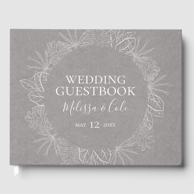 Rustic Winter | Grey Wedding Guest Book (Front)