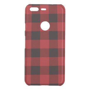 rustic winter holiday red black buffalo plaid uncommon google pixel case