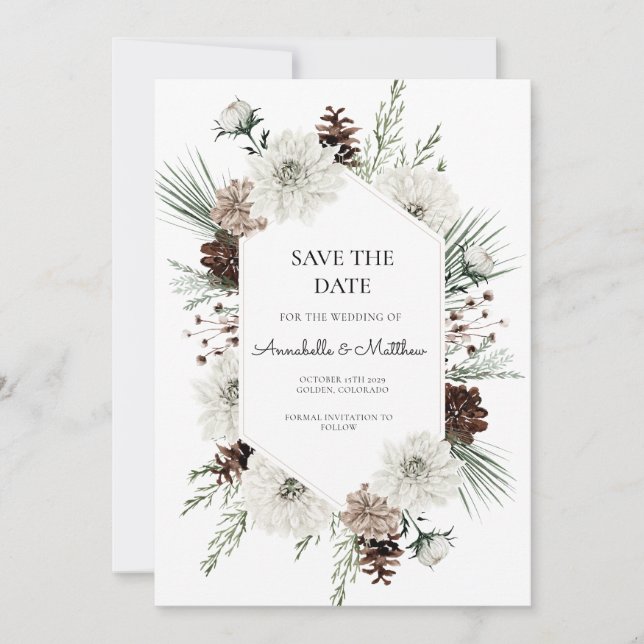 Rustic Winter Holiday Save the Date  Invitation (Front)