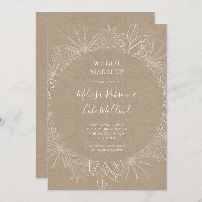 Rustic Winter | Kraft Elopement Announcement (Front/Back)