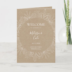 Rustic Winter Kraft Folded Wedding Program
