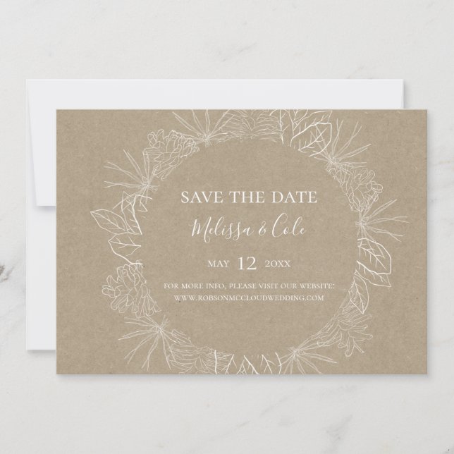 Rustic Winter | Kraft Horizontal Save the Date (Front)