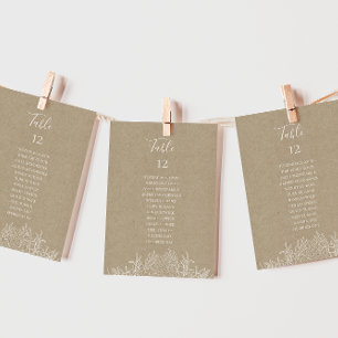Rustic Winter   Kraft Table Number Seating Chart