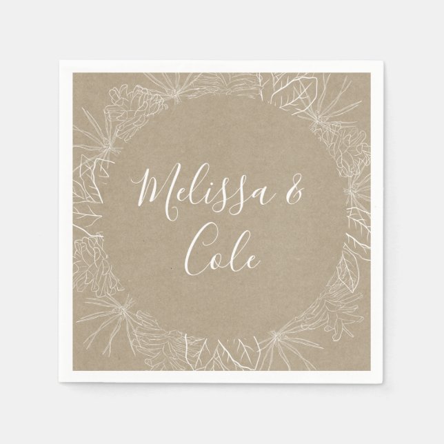 Rustic Winter | Kraft Wedding Napkins (Front)