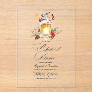 Rustic Winter Lantern Transparent Rehearsal Dinner Acrylic Invitations