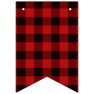 rustic winter lumberjack red buffalo plaid party bunting