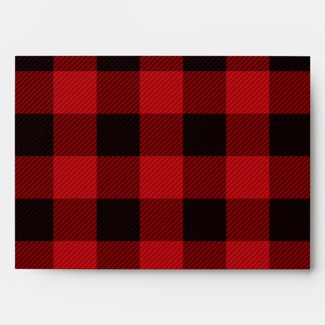 rustic winter lumberjack red buffalo plaid party envelope (Front)