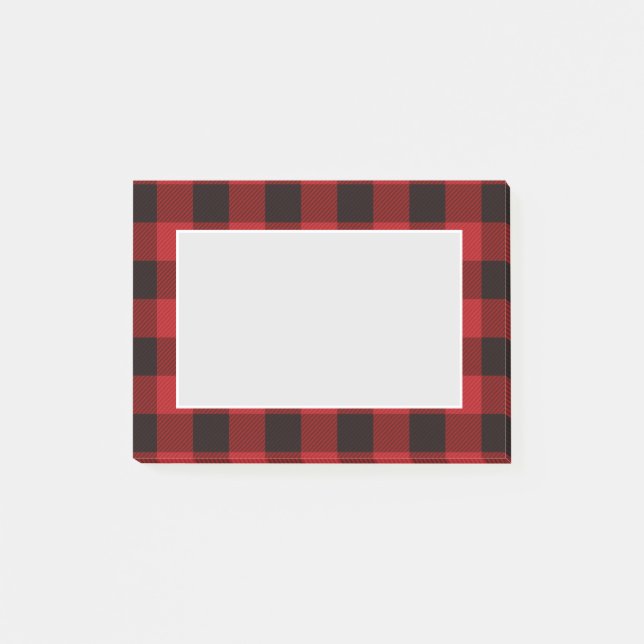rustic winter lumberjack red buffalo plaid party post-it notes (Front)