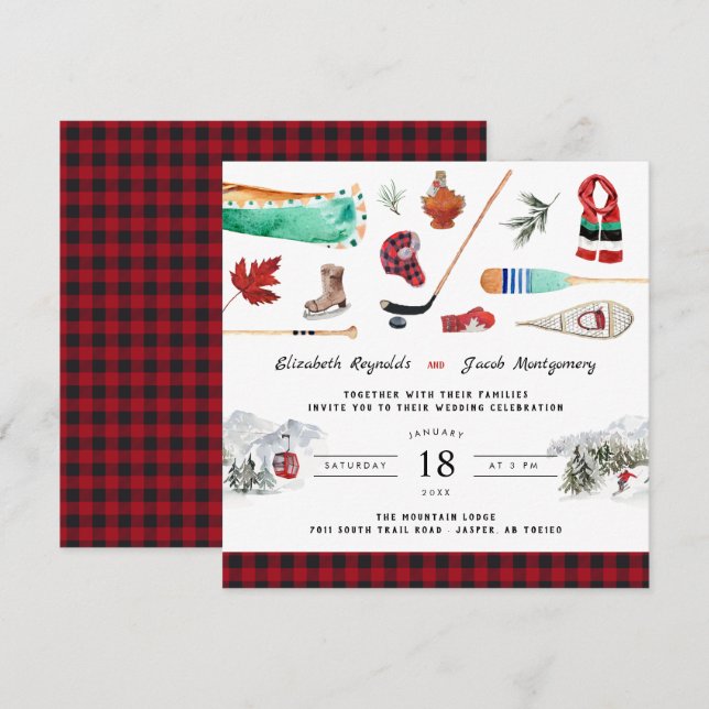 Rustic Winter Mountain | Camping Wedding Invitatio Invitation (Front/Back)