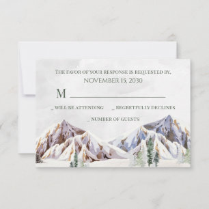 Rustic Winter Mountain Forest Wedding RSVP Card