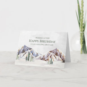Rustic Winter Mountain Happy Birthday Brother Card