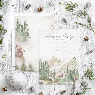 Rustic Winter Mountain Holiday Party Invitation