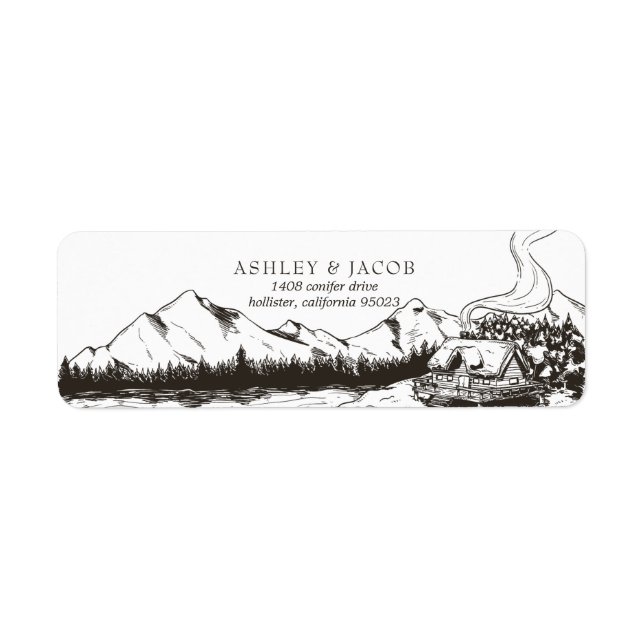 Rustic Winter Mountain Return Address Label (Front)