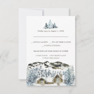 Rustic Winter Mountain RSVP w/Meal Choice Card