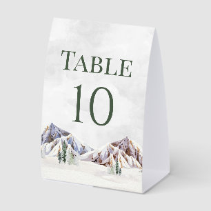 Rustic Winter Mountain Wedding Table Number