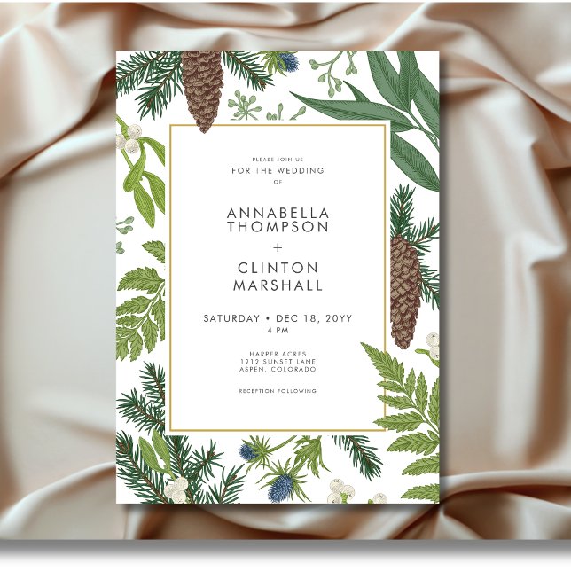 Rustic Winter Nature & Pine Frame Wedding Invitation (Rustic Winter Nature & Pine Frame Wedding Invitation)