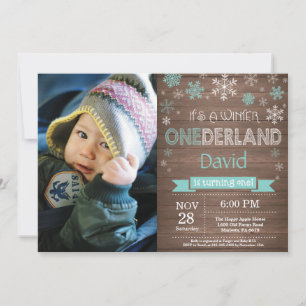 Rustic Winter Onederland 1st Birthday Invitation