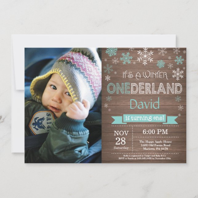 Rustic Winter Onederland 1st Birthday Invitation (Front)